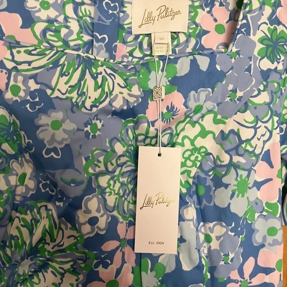 NWT Lilly Pulitzer Blue Floral Shift Dress Sz 12 - Picture 8 of 12